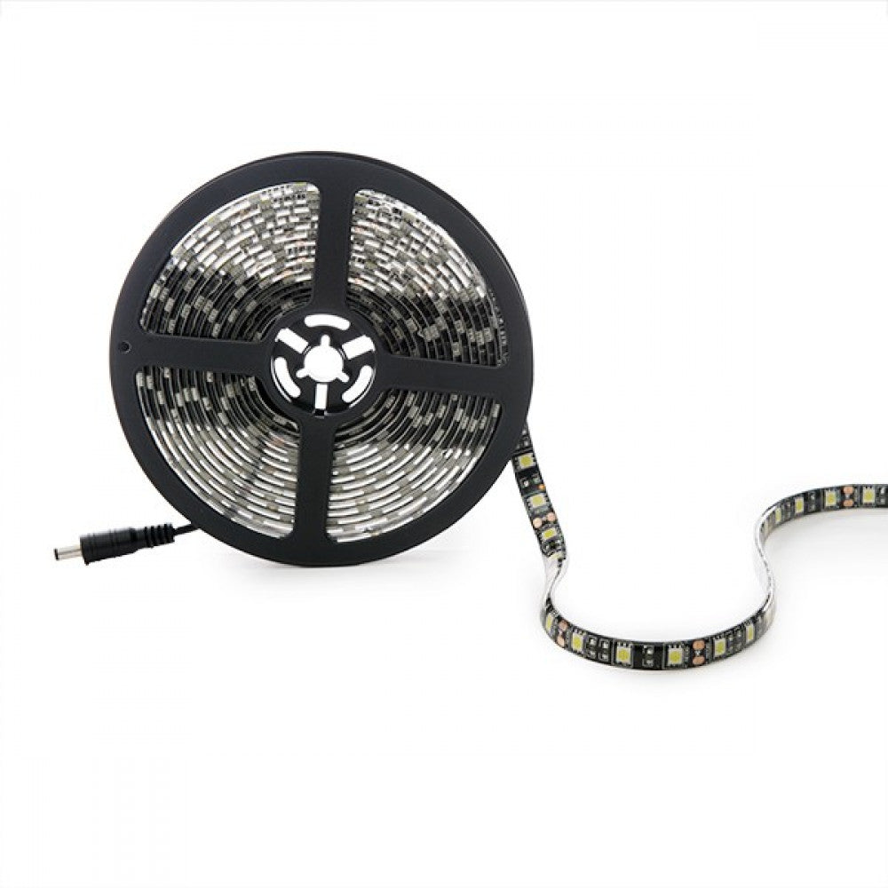 Faixa de 300 LEDs 72W 4.200Lm CRI85 6000ºK SMD5050 12VDC IP65 Preto Pcb x5M 40.000H-Branco Frio