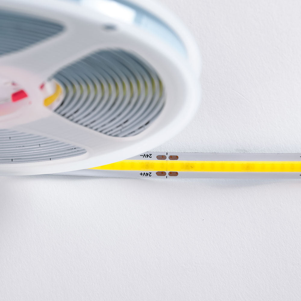 Faixa de 320 LEDs/M 50W 5.000Lm CRI90 6000ºK COB 24VDC IP20 8mm Largura x5M 40.000H-Branco Frio
