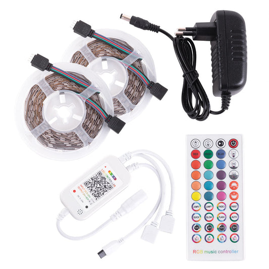 Kit de tira 72W 3.000Lm 300 LEDs 10 metros RGB Blister Transformer, controlador, controle Bluetooth IP20 40.000H