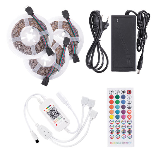 Kit de tira 108W 4.500Lm 450 LEDs 15 metros RGB Blister Transformer, controlador, controle remoto IP20 40.000H