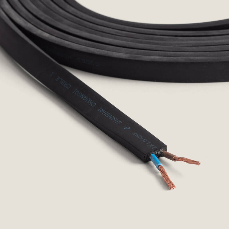Cabo Elétrico Plano para Grinaldas à Medida Preto