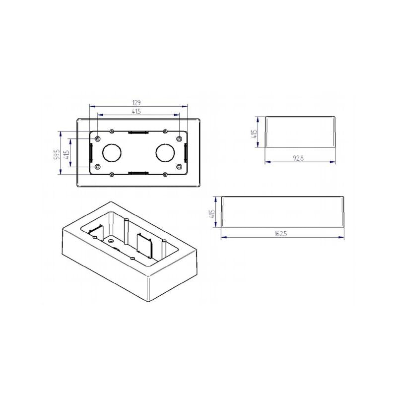 Caixa de Mecanismo Universal de Superfície 161x92x42 mm