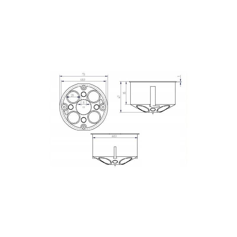 Caixa de Mecanismo Universal Encastrável para Pladur Ø72x48 mm