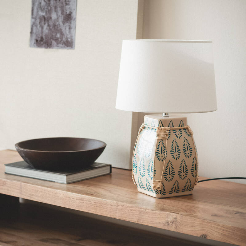 Candeeiro de Mesa em Cerâmica e Tecido Ariché