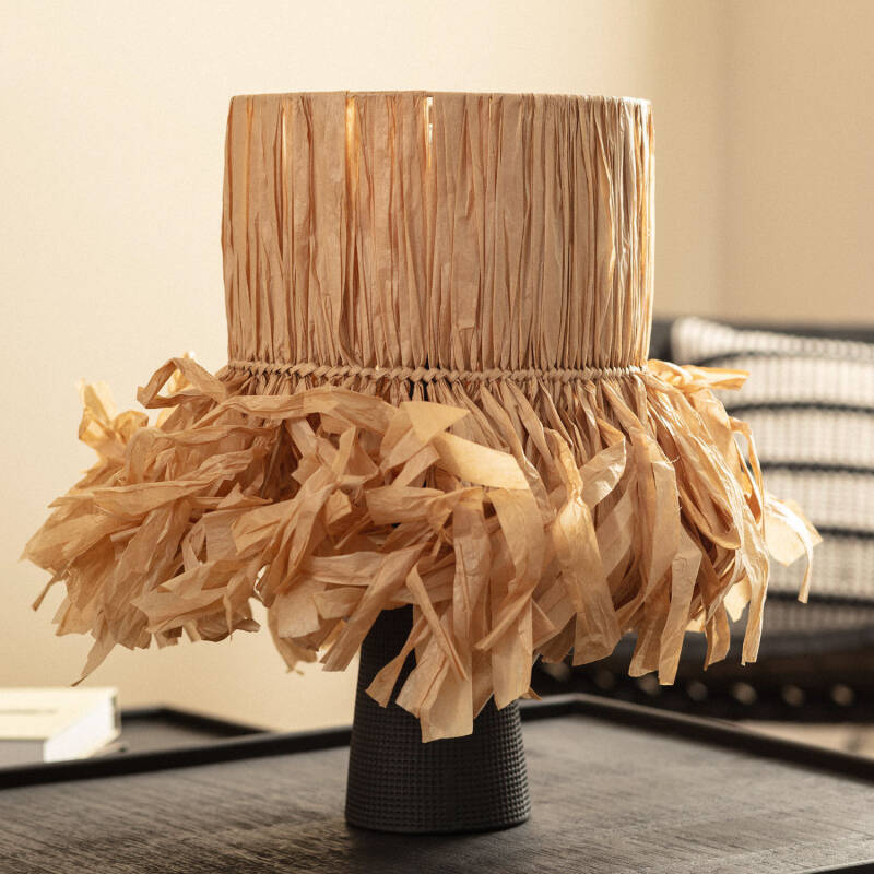Candeeiro de Mesa Cerâmica e Ráfia Bajawa