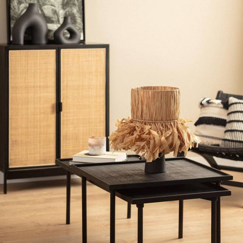 Candeeiro de Mesa Cerâmica e Ráfia Bajawa