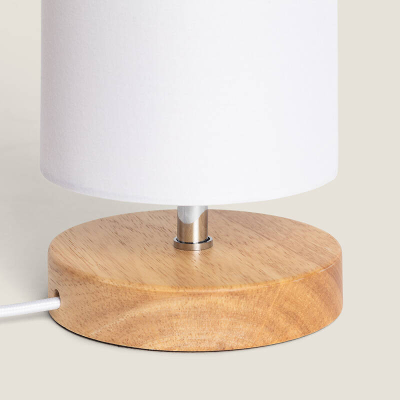 Candeeiro de Mesa de Madeira e Tecido Roundi Haarle