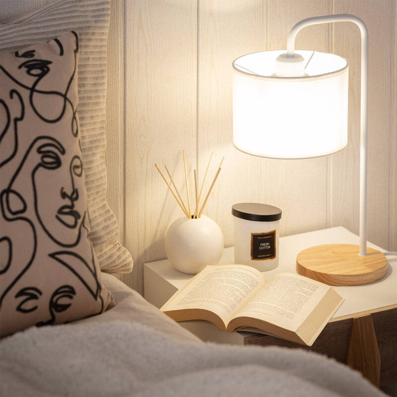 Candeeiro de Mesa de Tela e Madeira Jedali