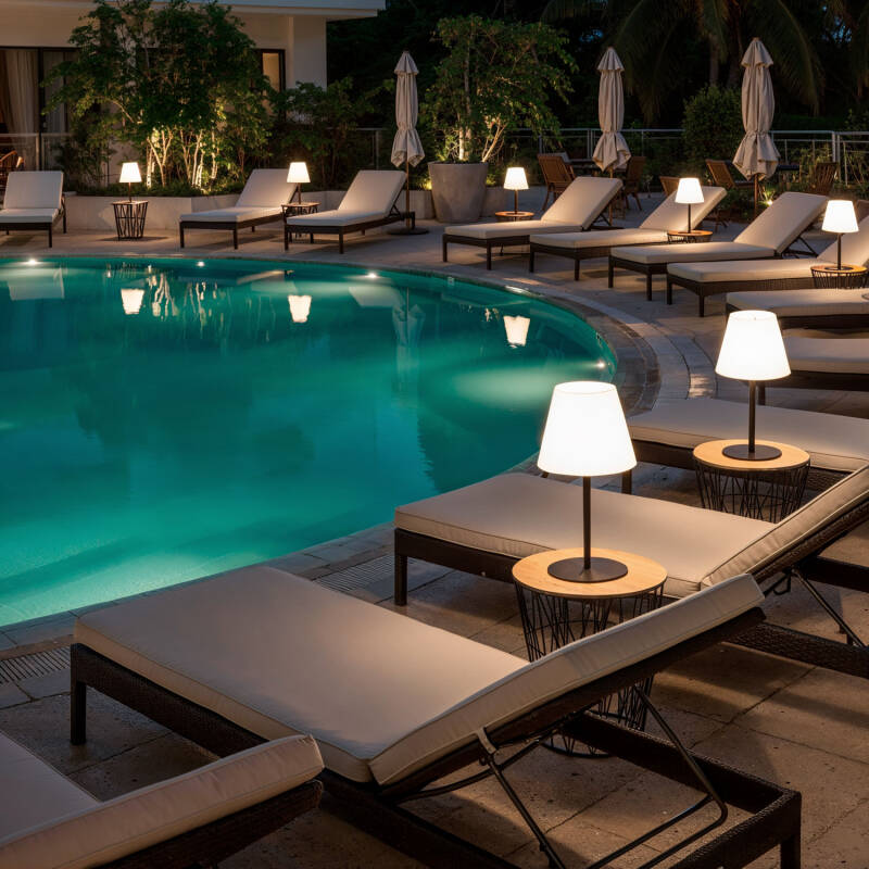 Candeeiro de Mesa Solar LED de Metal para Exterior Larso