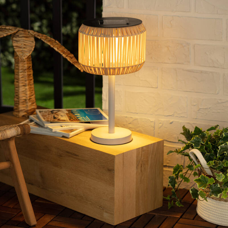 Candeeiro de Mesa de Exterior Solar LED em Rattan Nygala