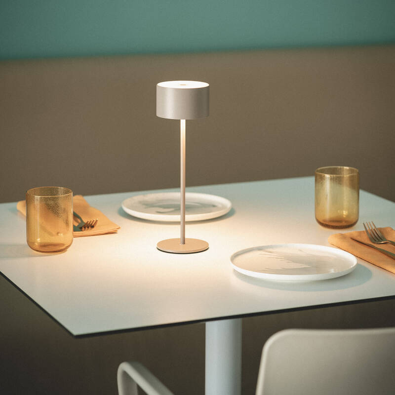 Candeeiro de Mesa LED Portátil Exterior com Bateria USB Recarregável em Metal Mounka Round
