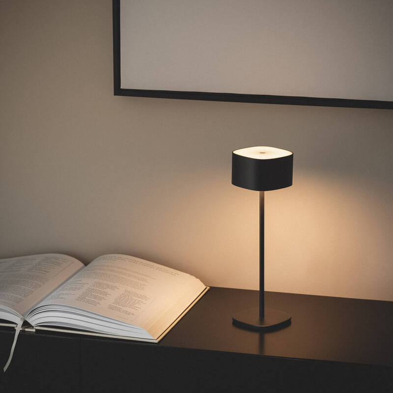 Candeeiro de Mesa LED Portátil Exterior com Bateria USB Recarregável em Metal Mounka Square