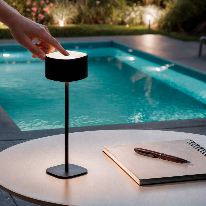 Candeeiro de Mesa LED Portátil Exterior com Bateria USB Recarregável em Metal Mounka Square