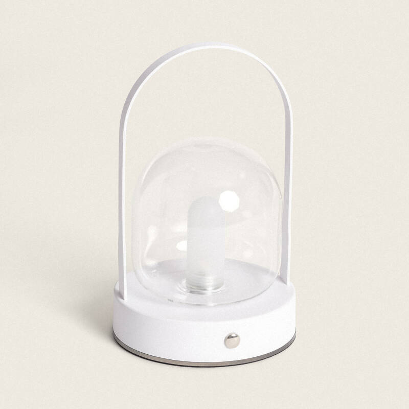 Candeeiro de Mesa LED Portátil com Bateria USB Recarregável em Metal e Vidro Olena