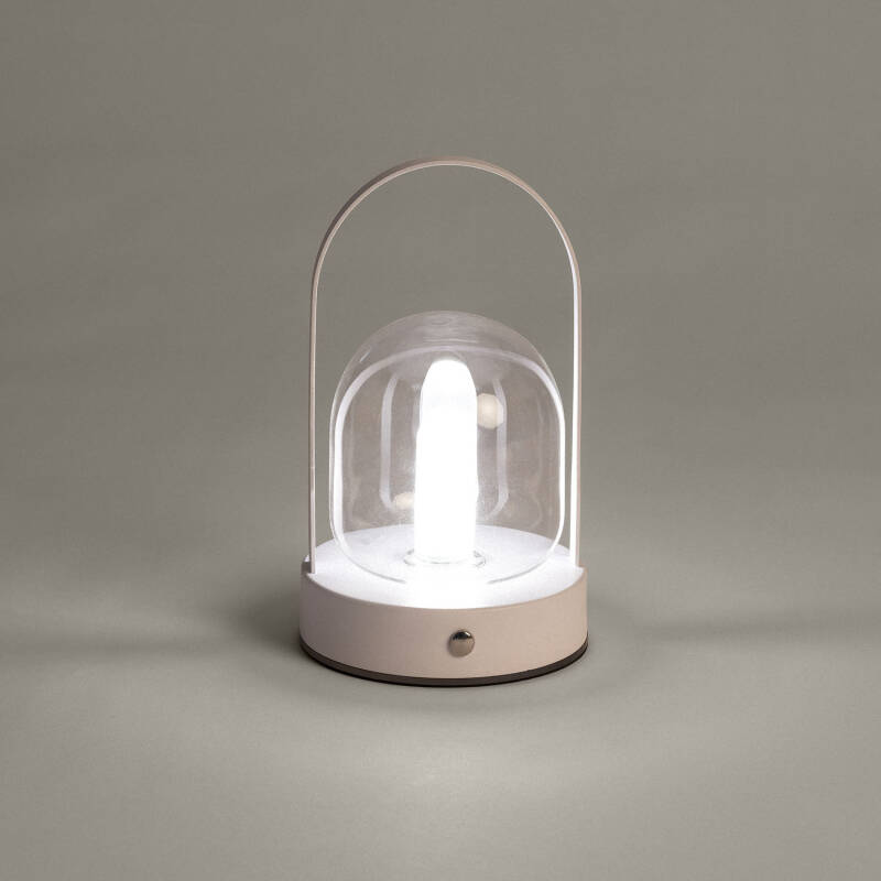 Candeeiro de Mesa LED Portátil com Bateria USB Recarregável em Metal e Vidro Olena