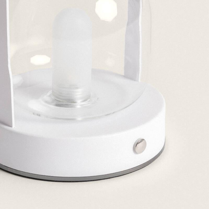 Candeeiro de Mesa LED Portátil com Bateria USB Recarregável em Metal e Vidro Olena