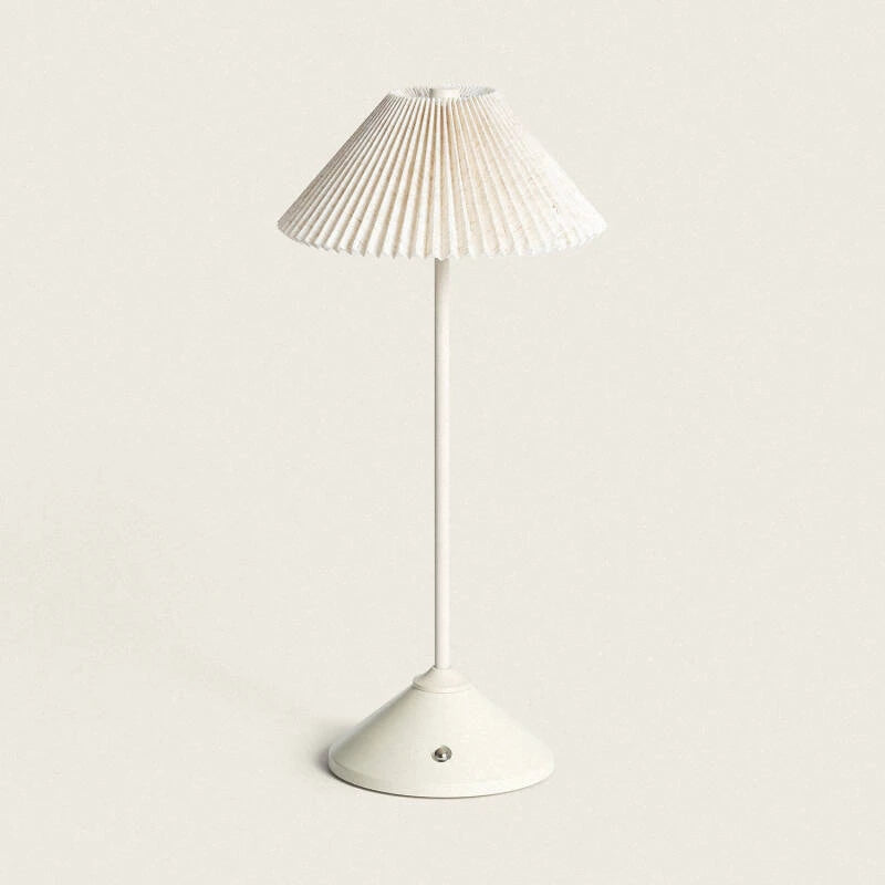Candeeiro de Mesa LED Portátil em Metal e Linho com Bateria USB Recarregável Denwa