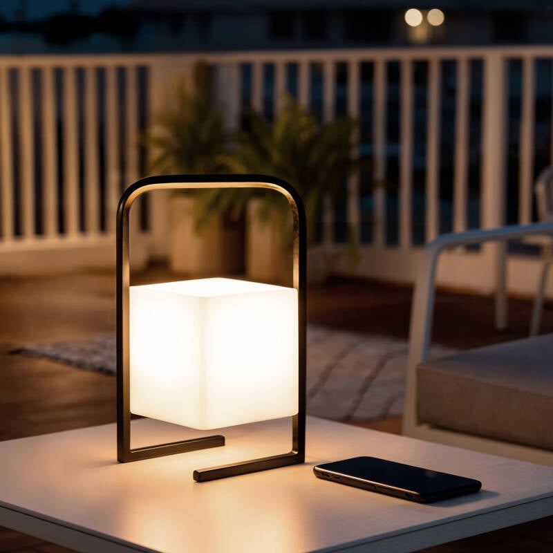 Candeeiro de Mesa LED Portátil para Exterior Alumínio com Bateria USB Recarregável Tiber