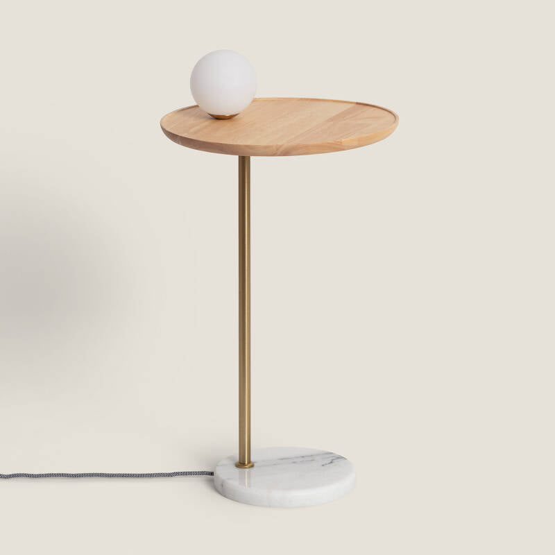 Candeeiro de Mesa Madeira e Vidro Brandt
