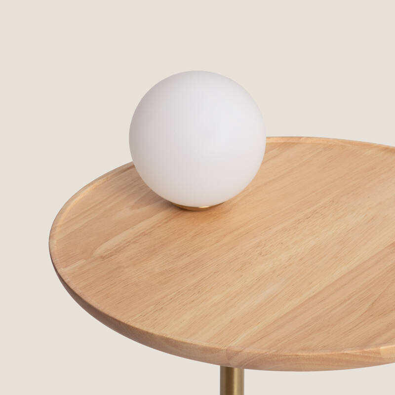 Candeeiro de Mesa Madeira e Vidro Brandt