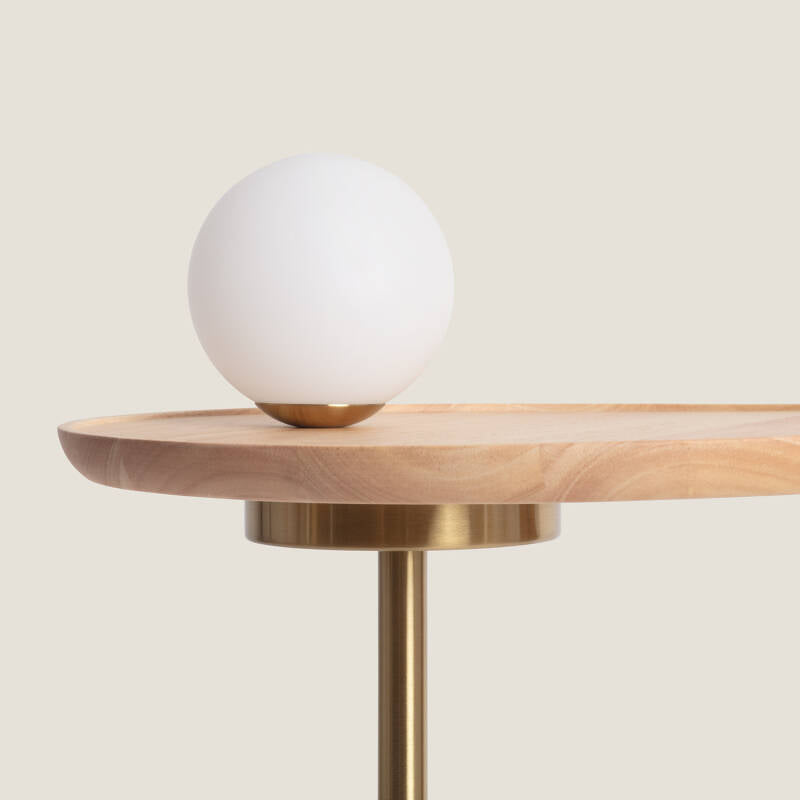 Candeeiro de Mesa Madeira e Vidro Brandt