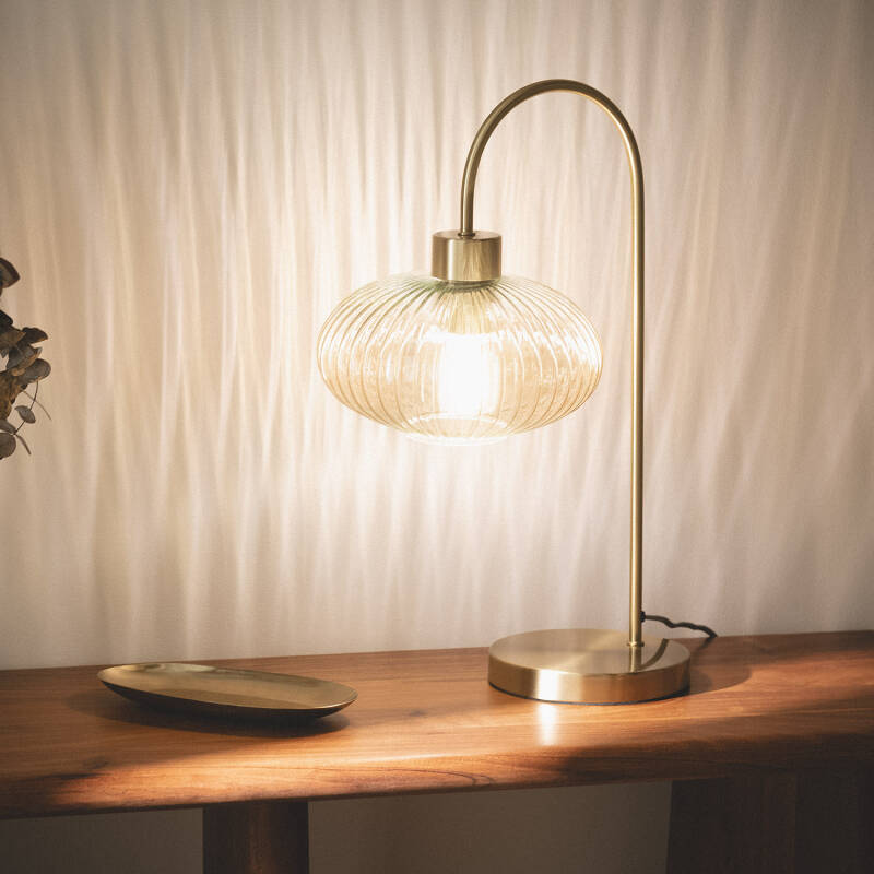Candeeiro de Mesa Metal e Vidro Basile