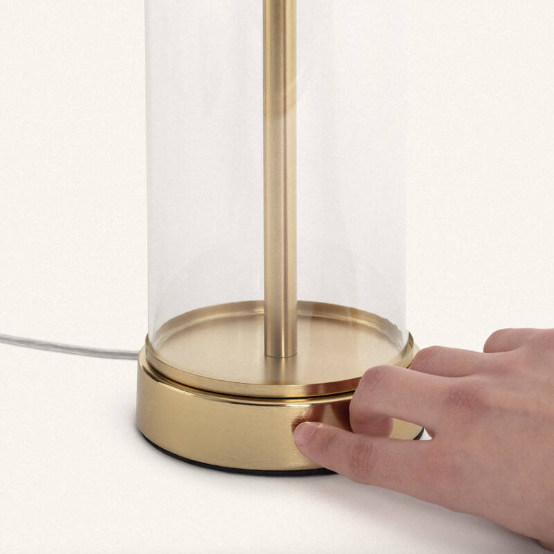 Candeeiro de Mesa Metal e Vidro Malta com Interruptor Tátil