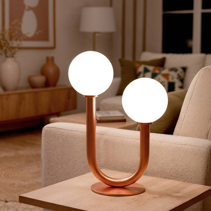 Candeeiro de Mesa Metal e Vidro Zeina