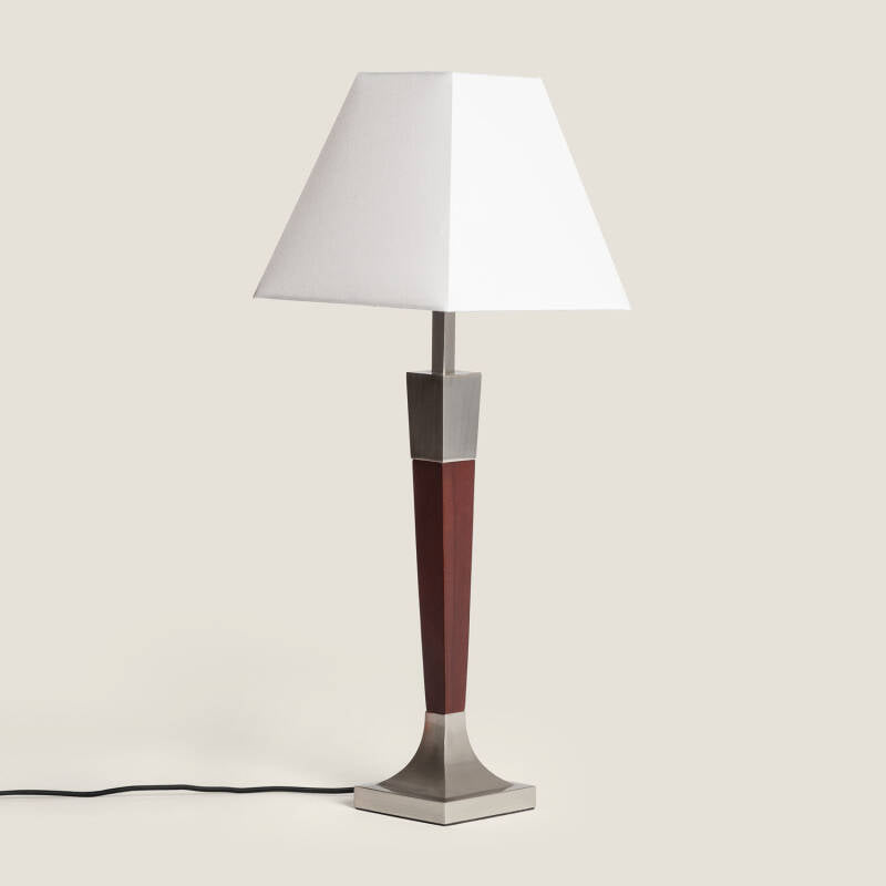 Candeeiro de Mesa Madeira e Metal Lizza Piramis