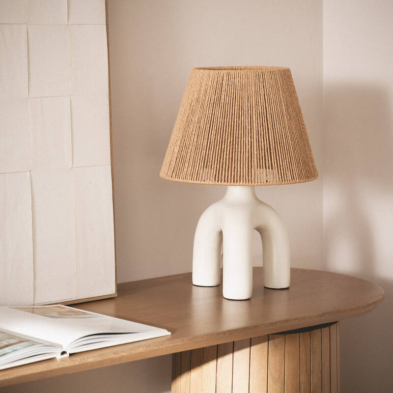 Candeeiro de Mesa Papel Trançado e Resina Otilia