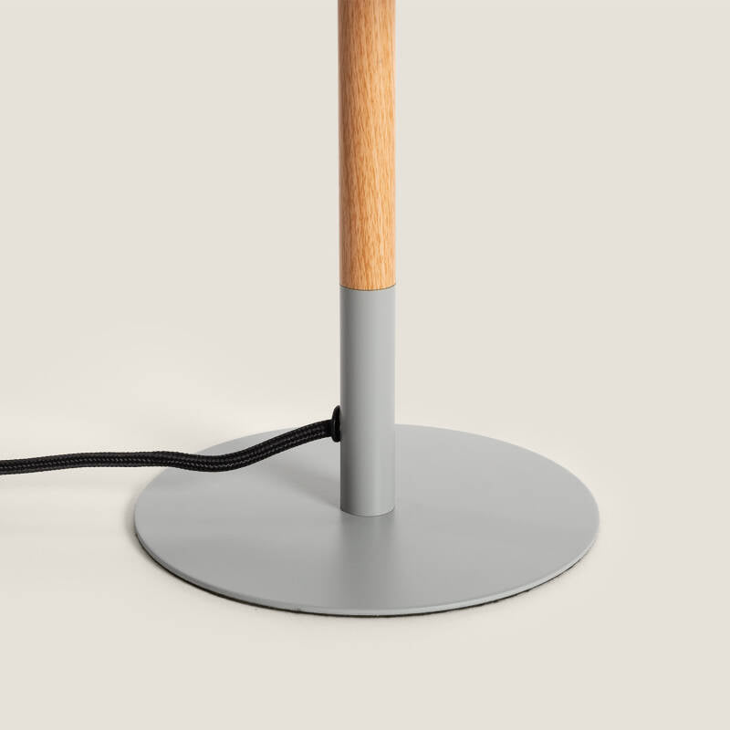 Candeeiro de Mesa Silinda em Metal e Madeira com WiFi e Regulador de Intensidade