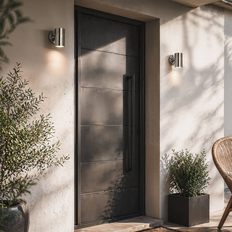 Candeeiro de Parede Exterior em Aço Inoxidável Acetinado