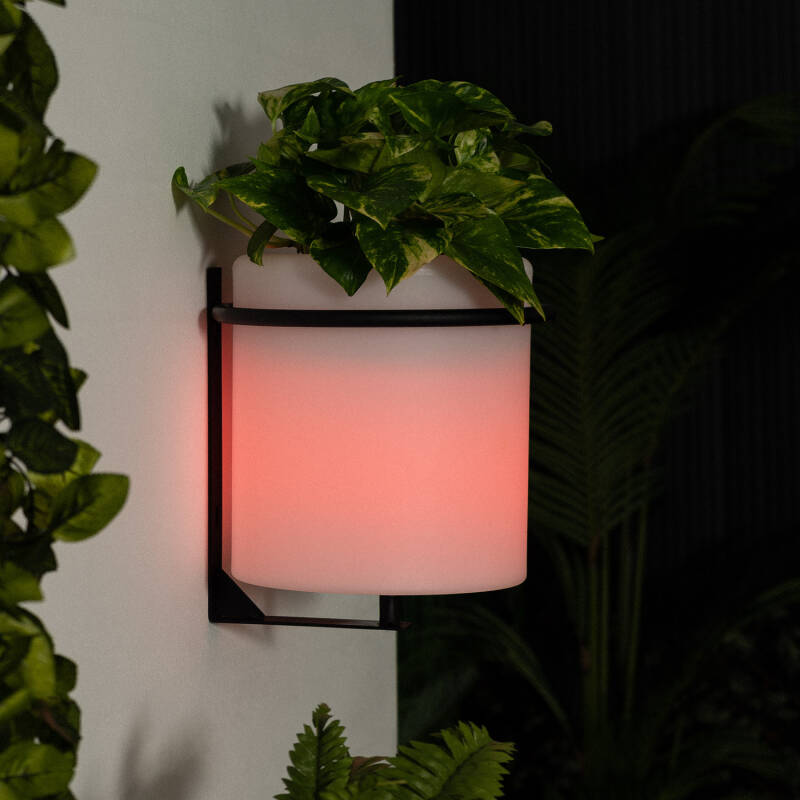 Candeeiro de Parede Exterior LED Vaso 22cm RGBW Recarregável IP65