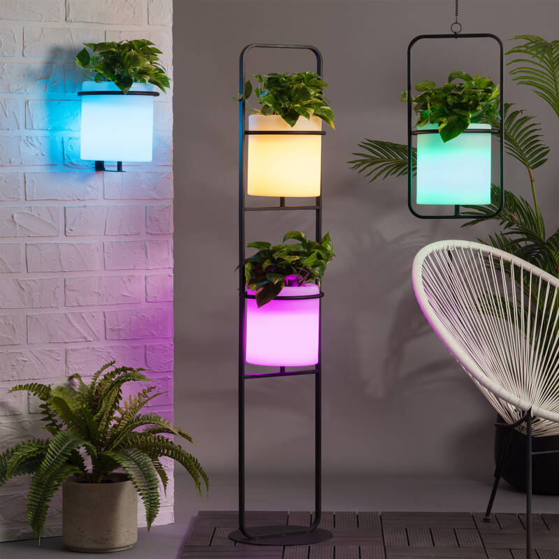 Candeeiro de Parede Exterior LED Vaso 22cm RGBW Recarregável IP65