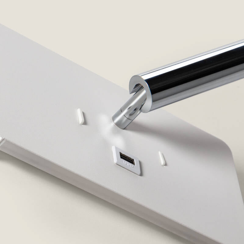 Candeeiro de Parede com Luz de Leitura LED 8W Metal com Entrada USB Rossey