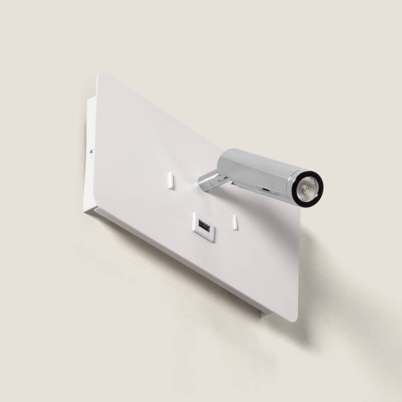 Candeeiro de Parede com Luz de Leitura LED 8W Metal com Entrada USB Rossey