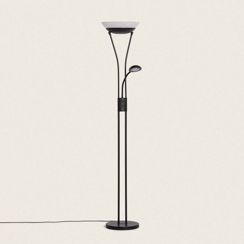 Candeeiro de Pé com Luz de Leitura em Metal e Cristal Ethan