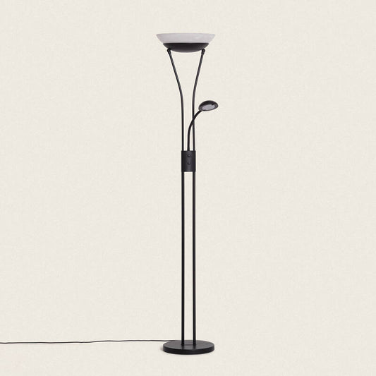 Candeeiro de Pé com Luz de Leitura em Metal e Cristal Ethan