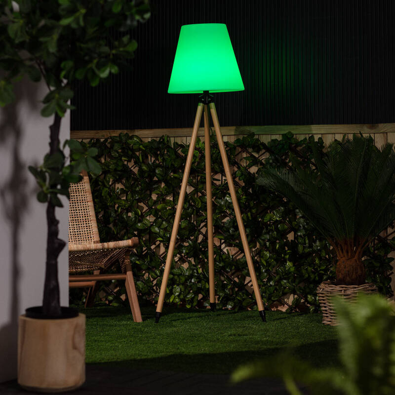 Candeeiro de Pé Exterior de Metal LED RGB Solar com Bateria USB Recarregável Kefre