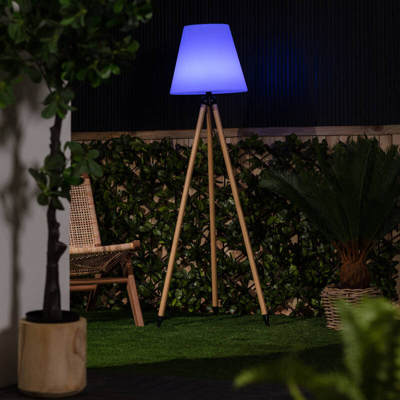 Candeeiro de Pé Exterior de Metal LED RGB Solar com Bateria USB Recarregável Kefre