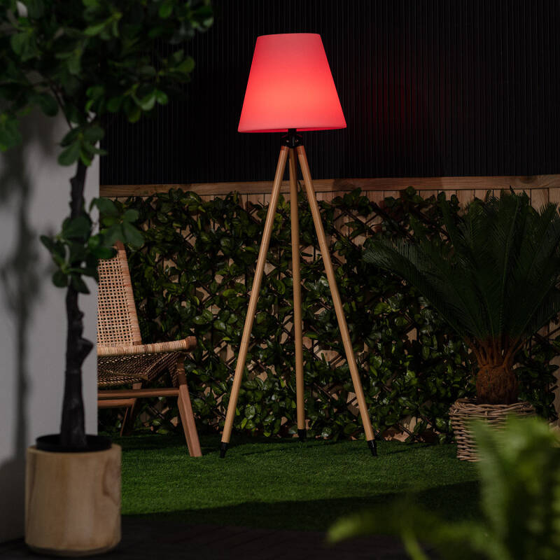 Candeeiro de Pé Exterior de Metal LED RGB Solar com Bateria USB Recarregável Kefre