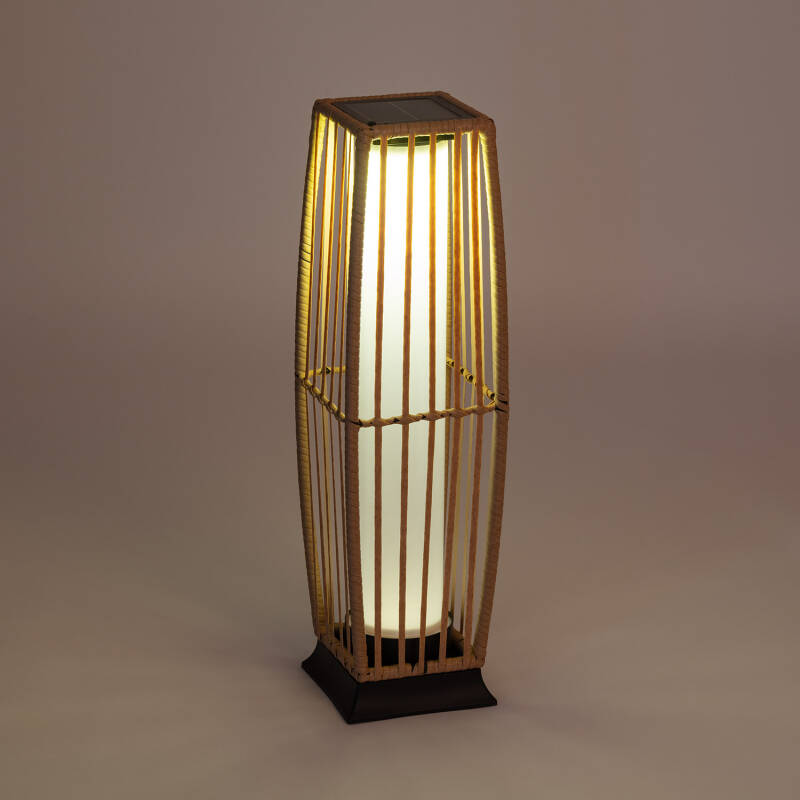 Candeeiro de Pé para Exterior com LED Solar e Rattan Arley