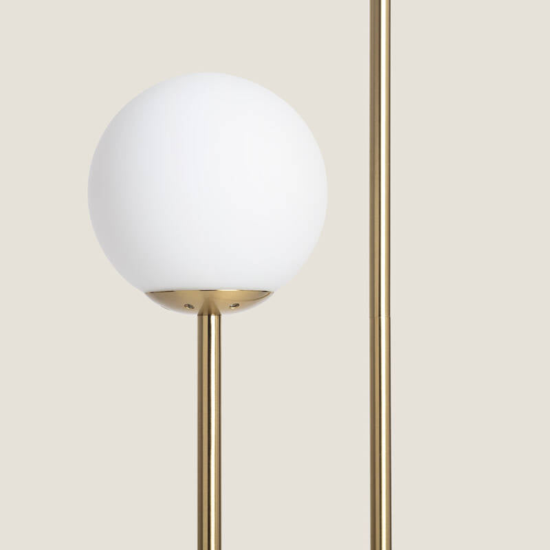 Candeeiro de Pé Metal e Vidro Moonlight Brass 2 Focos