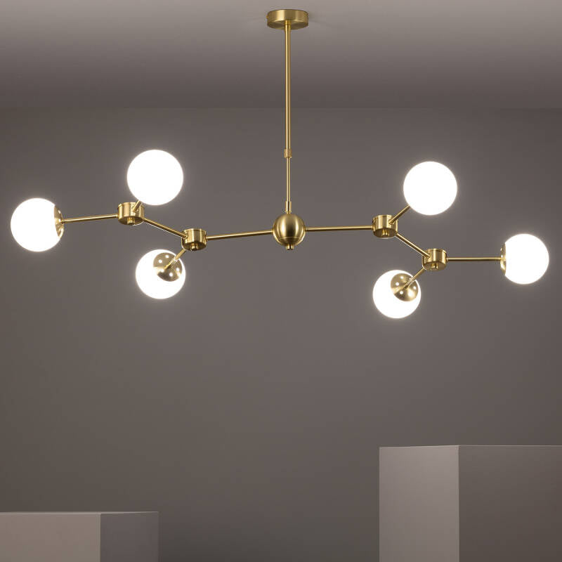 Candeeiro de Teto Metal e Vidro Moolight 6 Focos