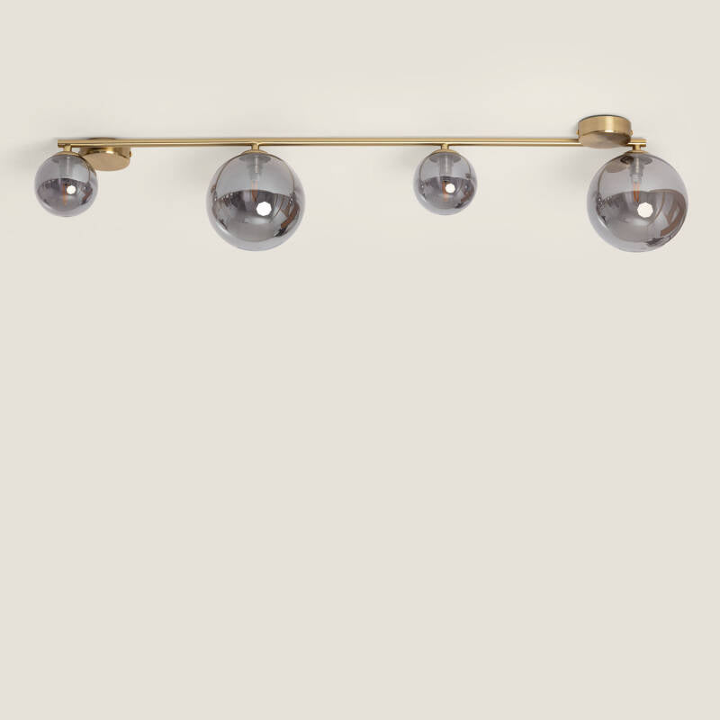 Candeeiro de Teto Metal e Vidro Moonlight Brass 4 Focos