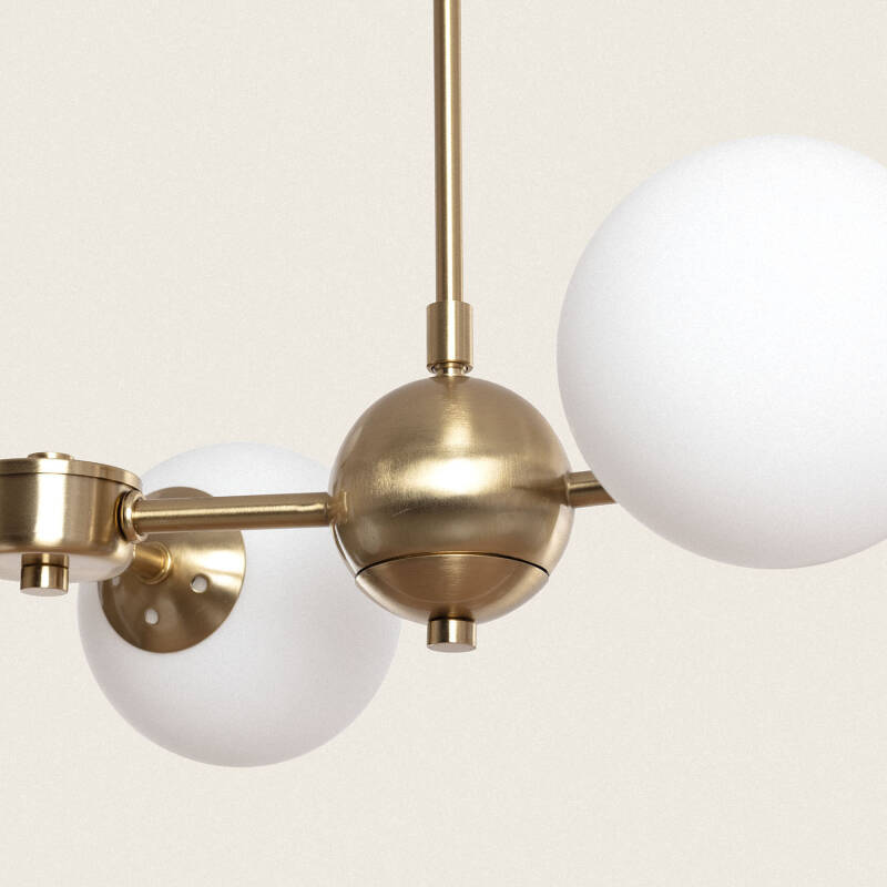 Candeeiro de Teto Metal e Vidro Moonlight Brass Large 10 Focos