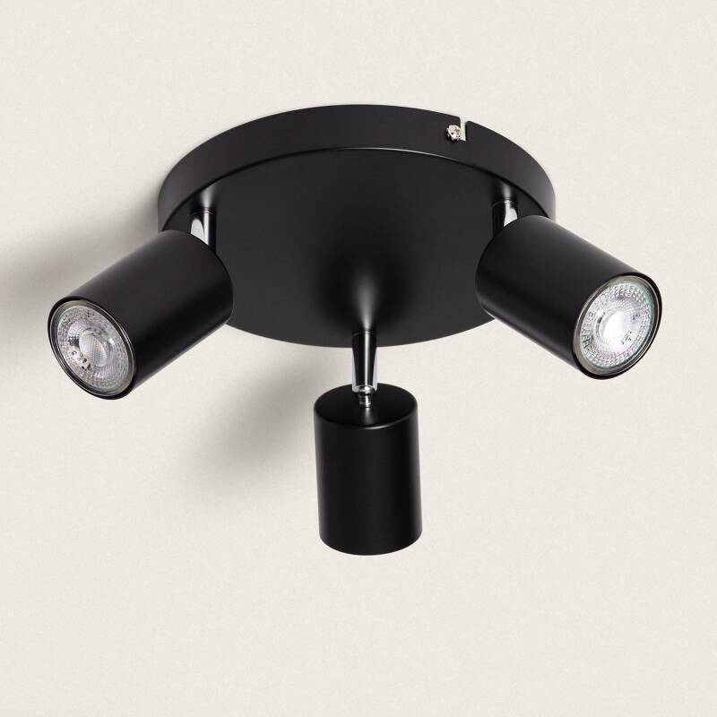 Candeeiro de Teto Orientável Circular Metal 3 focos Albus Black
