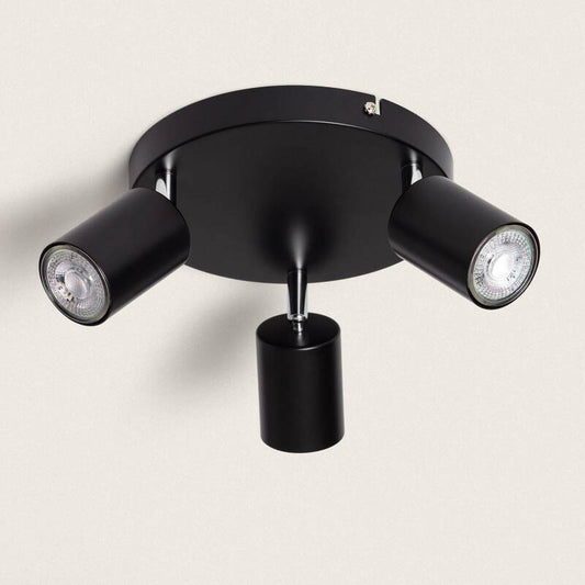 Candeeiro de Teto Orientável Circular Metal 3 focos Albus Black