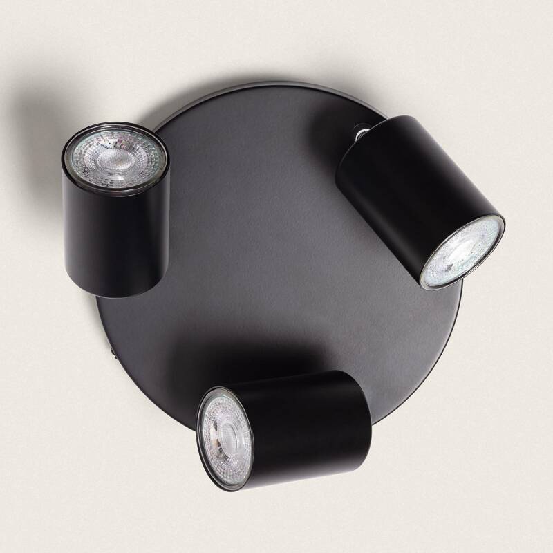 Candeeiro de Teto Orientável Circular Metal 3 focos Albus Black