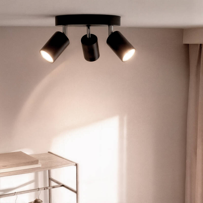 Candeeiro de Teto Orientável Circular Metal 3 focos Albus Black